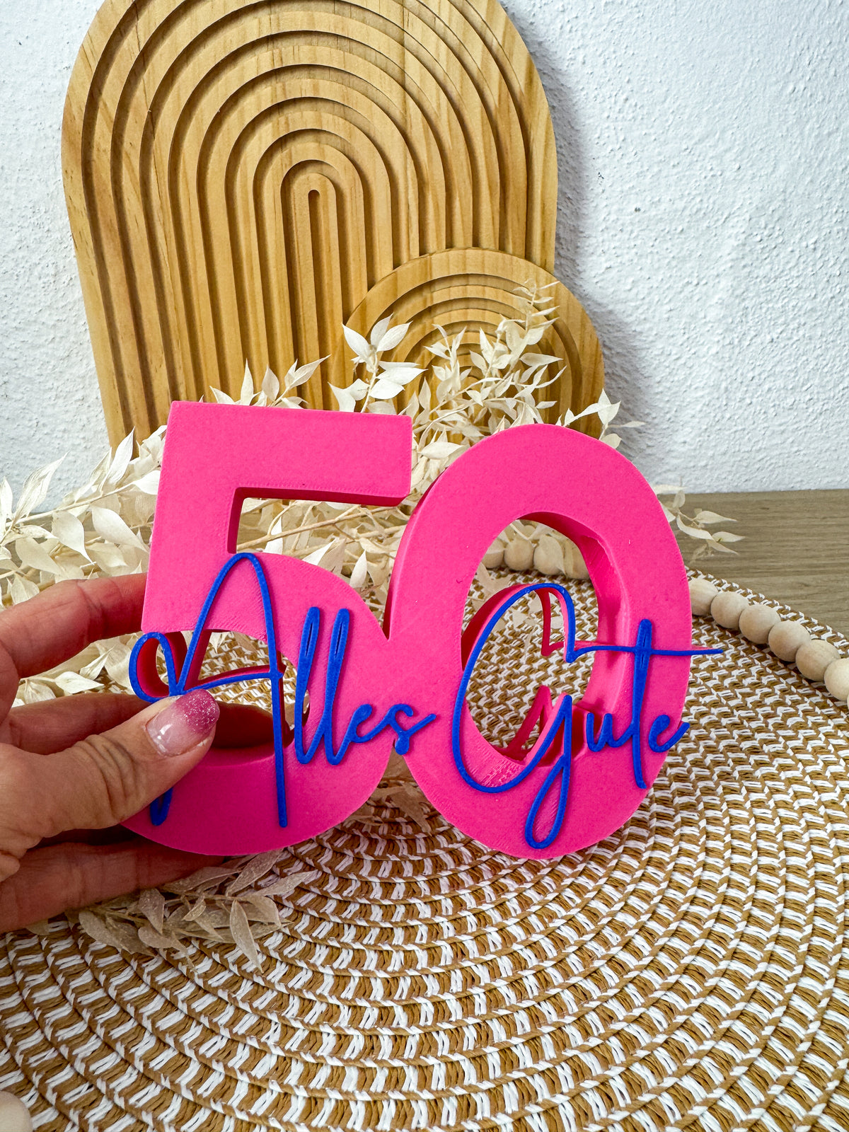 3D Geldgeschenk 50 Alles Gute Pink-Blau – B-Ware