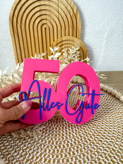 3D Geldgeschenk 50 Alles Gute Pink-Blau – B-Ware