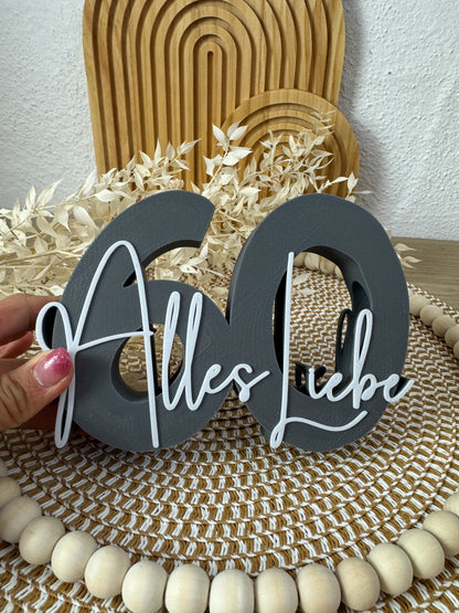 3D Geldgeschenk 60 Alles Liebe Grau-Weiß – B-Ware