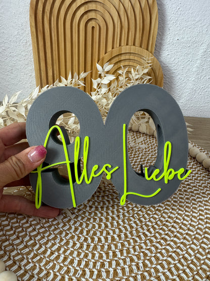 3D Geldgeschenk 80 Alles Liebe Grau-Neongelb – B-Ware