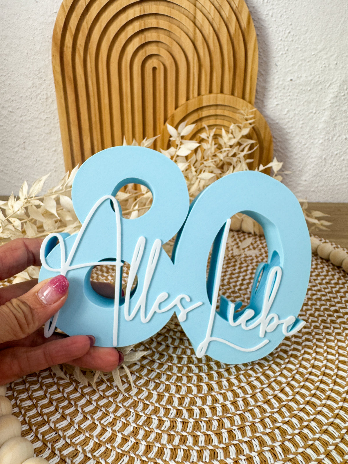 3D Geldgeschenk 80 Alles Liebe Hellblau-Weiß – B-Ware