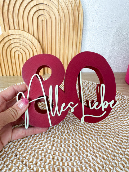 3D Geldgeschenk 80 Alles Liebe Burgunder – B-Ware