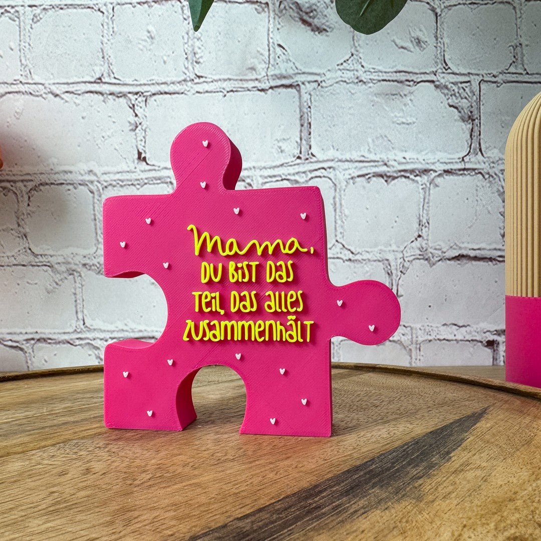 3D Schriftzug Mama magenta-weiß-neongelb PLA – Muttertagsgeschenk für die beste Mama der Welt