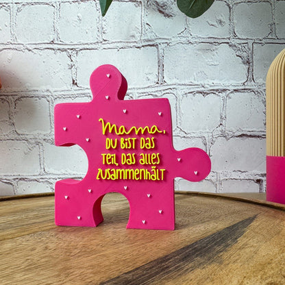 3D Schriftzug Mama magenta-weiß-neongelb PLA – Muttertagsgeschenk für die beste Mama der Welt
