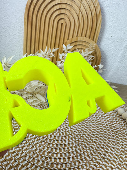 3D Schriftzug Ach Nö Neongelb-Blau – B-Ware