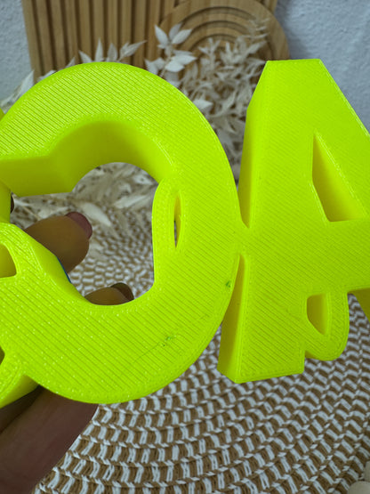 3D Schriftzug Ach Nö Neongelb-Blau – B-Ware