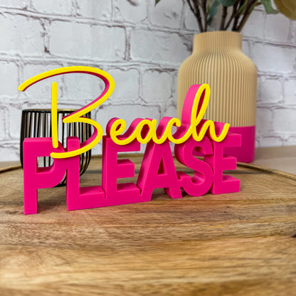 3D Schriftzug Beach please aus PLA als sommerliche Dekoration