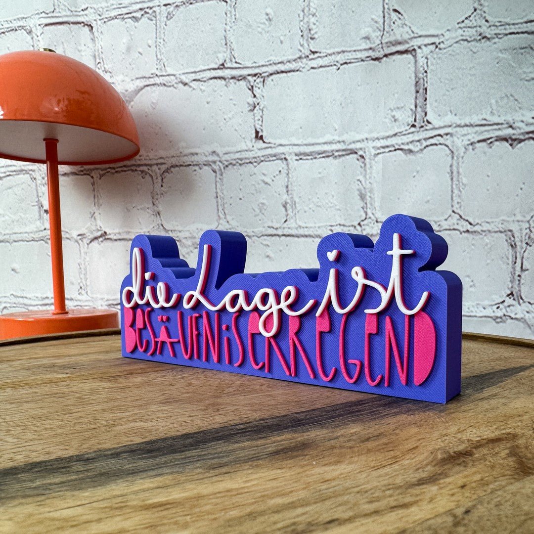 3D Schriftzug Besäufniserregend violett-magenta-weiß PLA – lustiges Geburtstagsgeschenk für beste Freundin