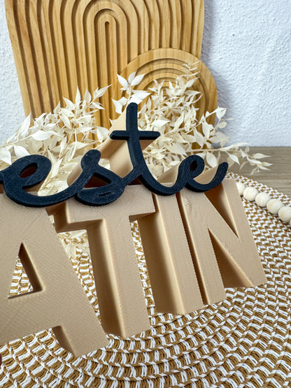 3D Schriftzug Beste Patin Beige-Schwarz – B-Ware
