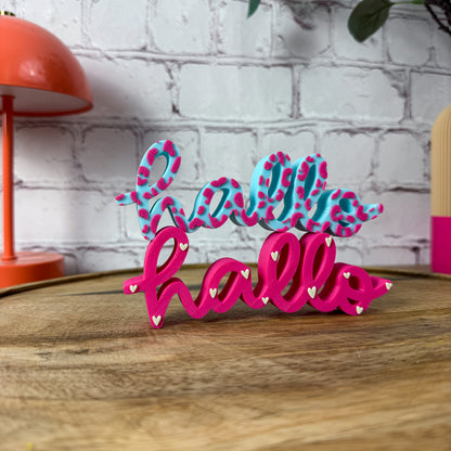 3D Schriftzug hallo im Leo-Look