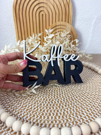 3D Schriftzug Kaffee Bar Schwarz-Weiß – B-Ware