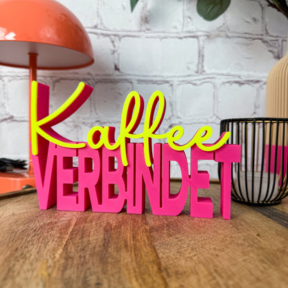 3D Schriftzug Kaffee verbindet