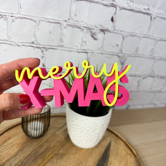 3D Schriftzug merry X-Mas als festliche Tischdeko für Weihnachten