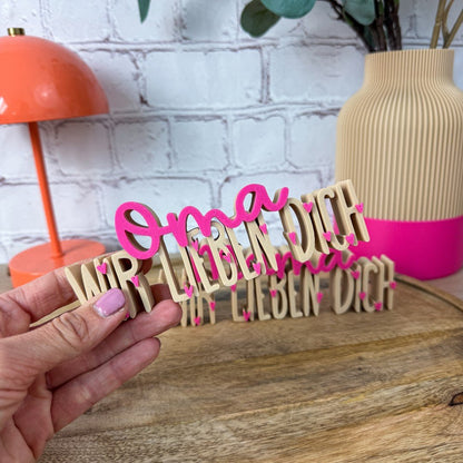 3D Schriftzug Oma Wir lieben dich