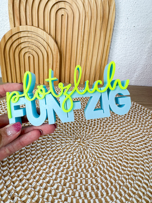 3D Schriftzug Plötzlich Fünfzig Hellblau – B-Ware