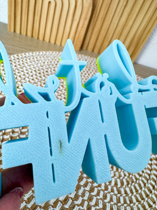 3D Schriftzug Plötzlich Fünfzig Hellblau – B-Ware