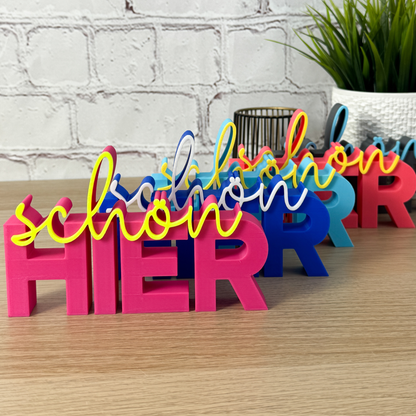3D Schriftzug schön hier