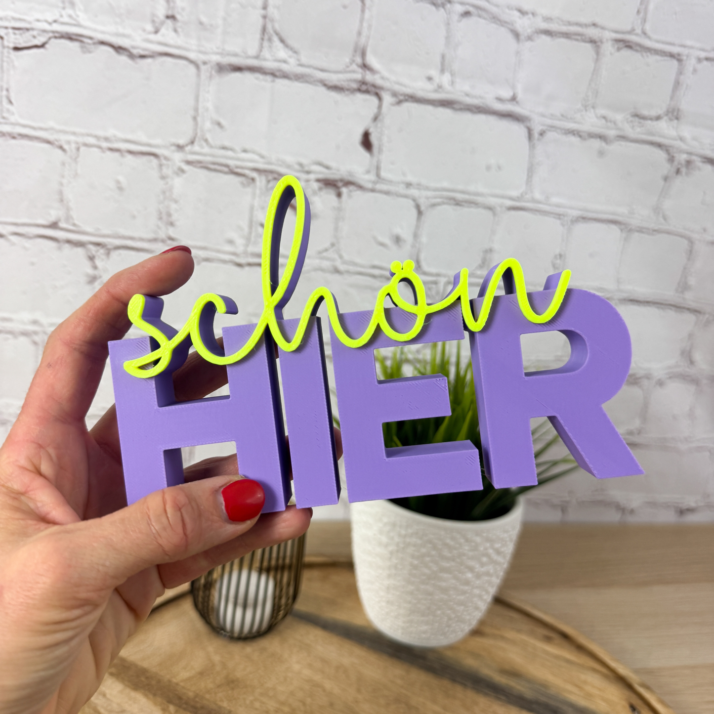 3D Schriftzug schön hier