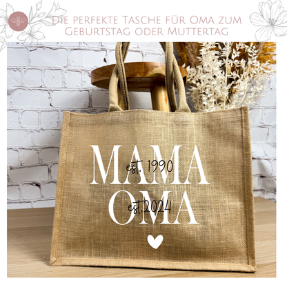 Besondere Jutetasche als Geschenk für Oma zum Geburtstag – mit individuellem Aufdruck