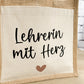 Jutetasche Lehrerin mit Herz