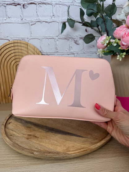 Kosmetiktasche aus PU-Leder in Rosa groß als Probedruck