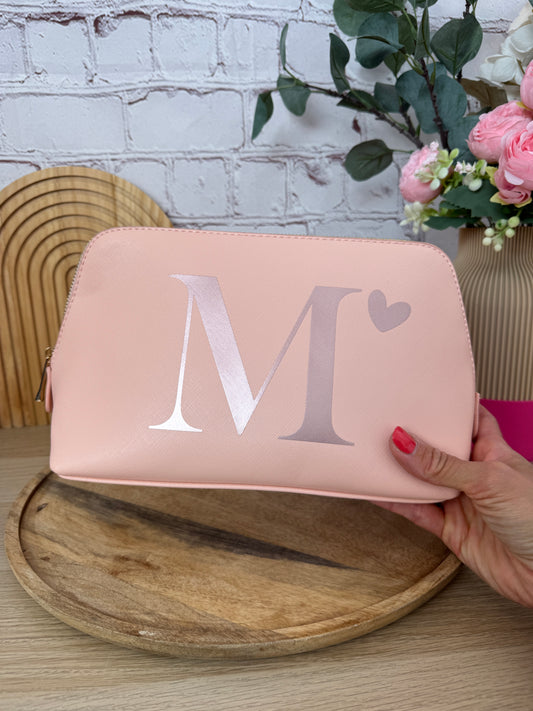 Kosmetiktasche aus PU-Leder in Rosa groß als Probedruck