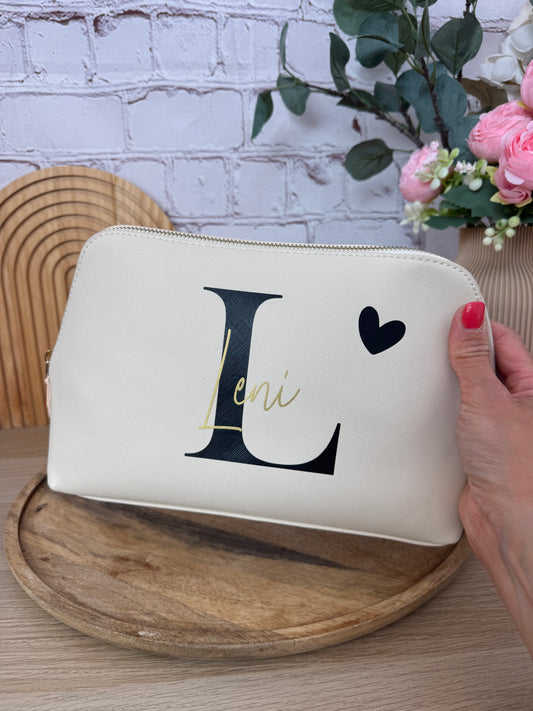 Kosmetiktasche aus PU-Leder in Beige als Probedruck