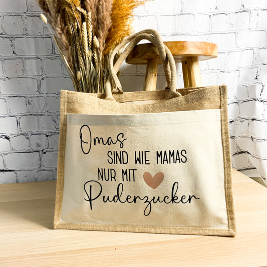 Jutetasche Omas sind wie Mamas nur mit Puderzucker