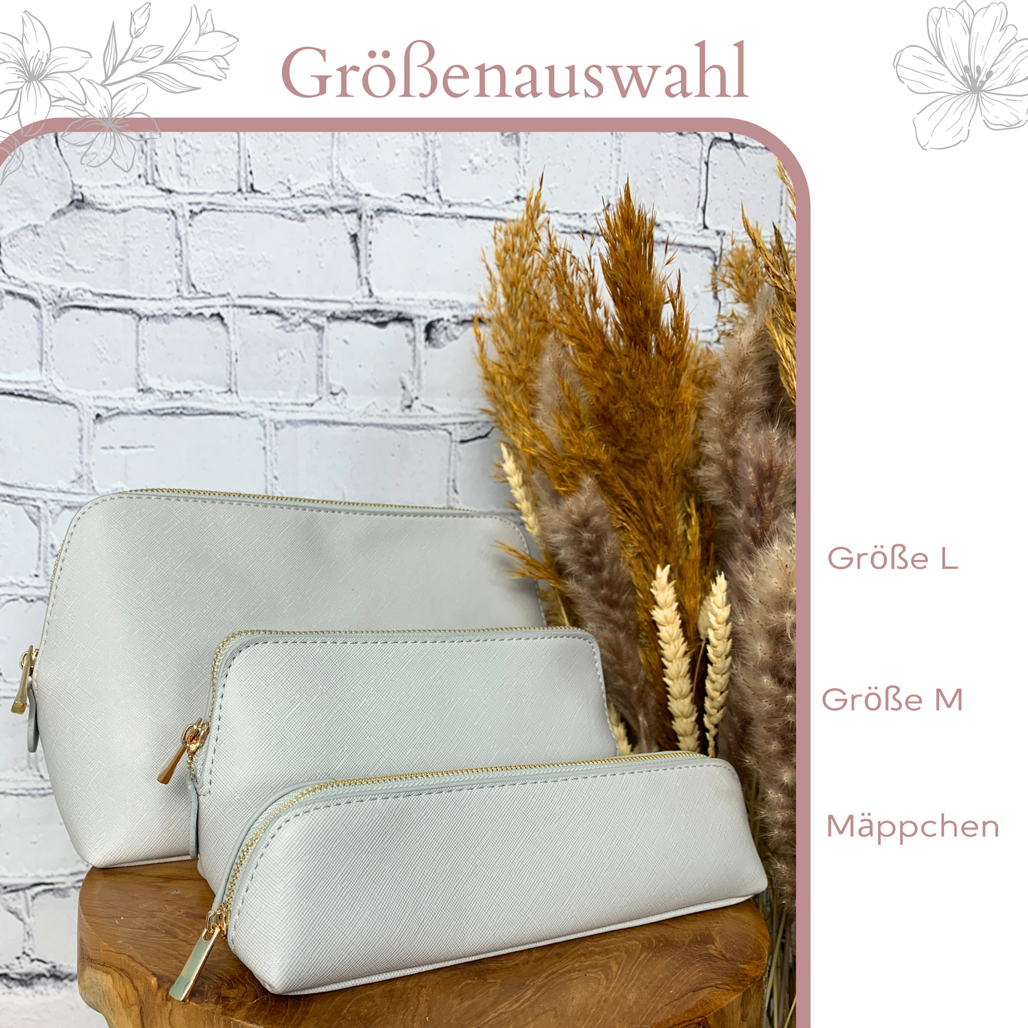 personalisierte Kosmetiktasche mit Namen, Initiale und Herz