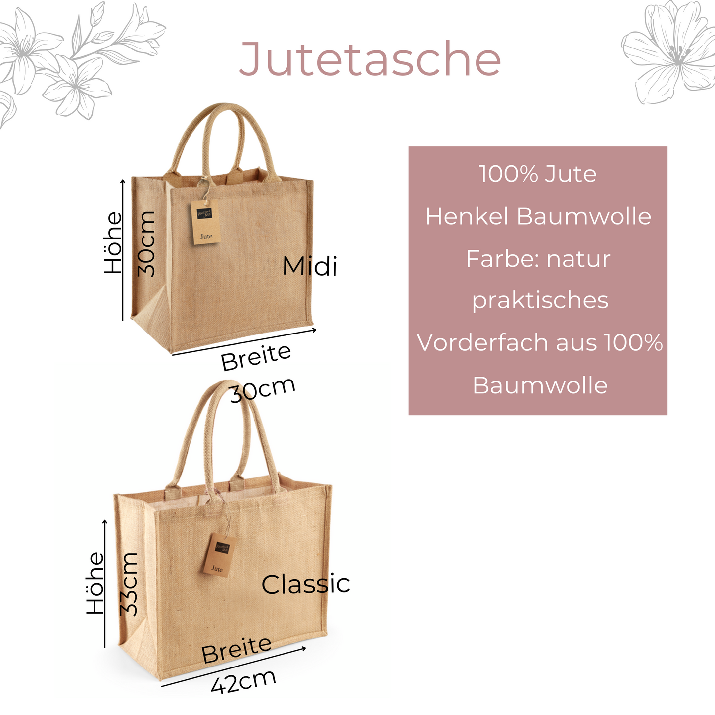 Jutetasche Erzieherin mit Herz