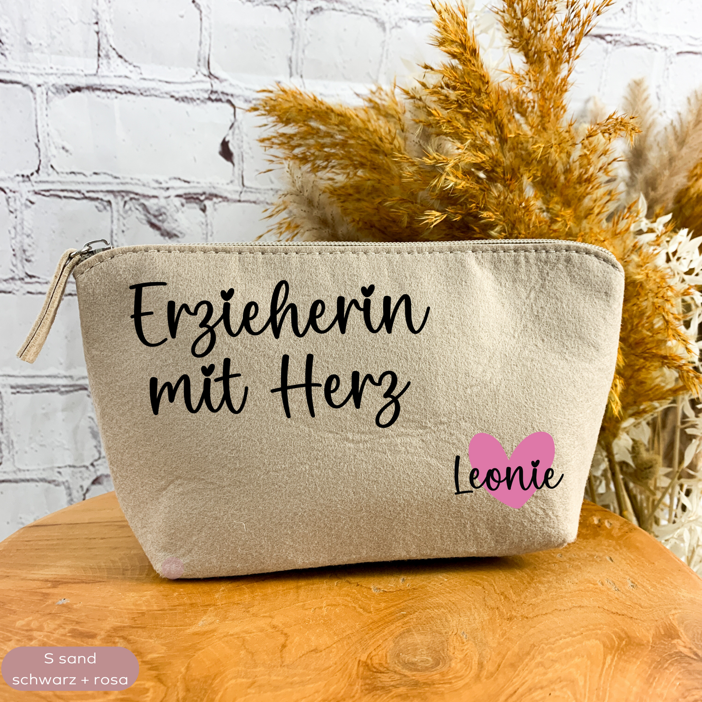 Kosmetiktasche Filz Erzieherin Herz