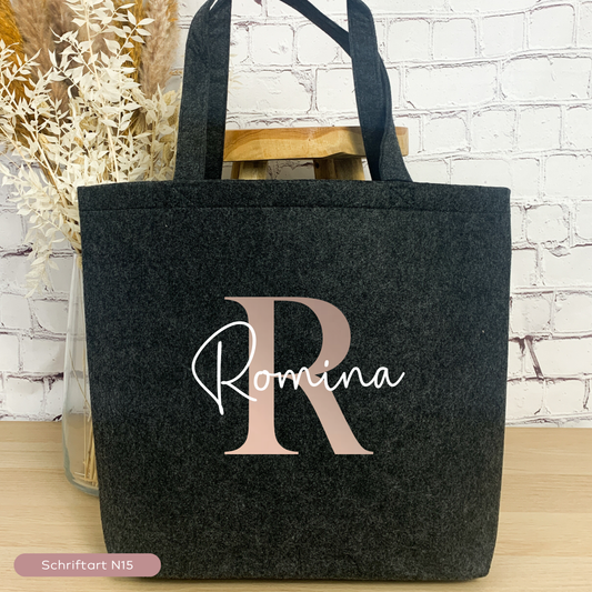 Filztasche mit Initiale und Name