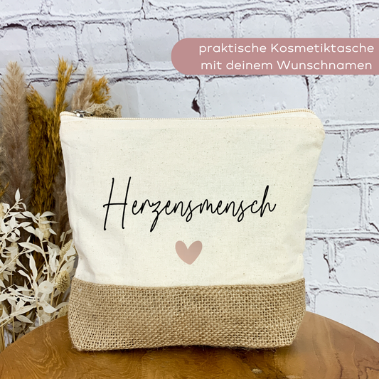 **Abverkauf** Kosmetiktasche Jute Herzensmensch