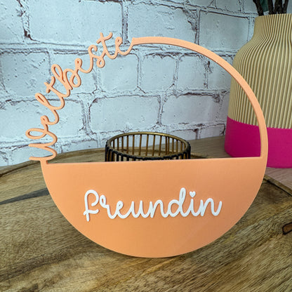 3D Kranz weltbeste Freundin in Apricot aus PLA – Geschenke für Mama Freundin, ohne Blumen