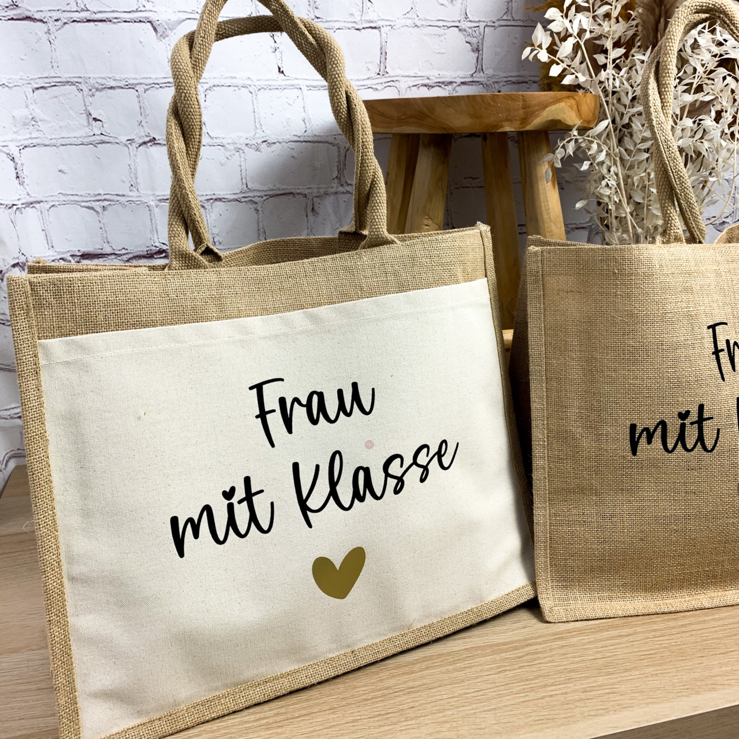 Jute Tasche Frau mit Klasse - Lehrerin Abschiedsgeschenk