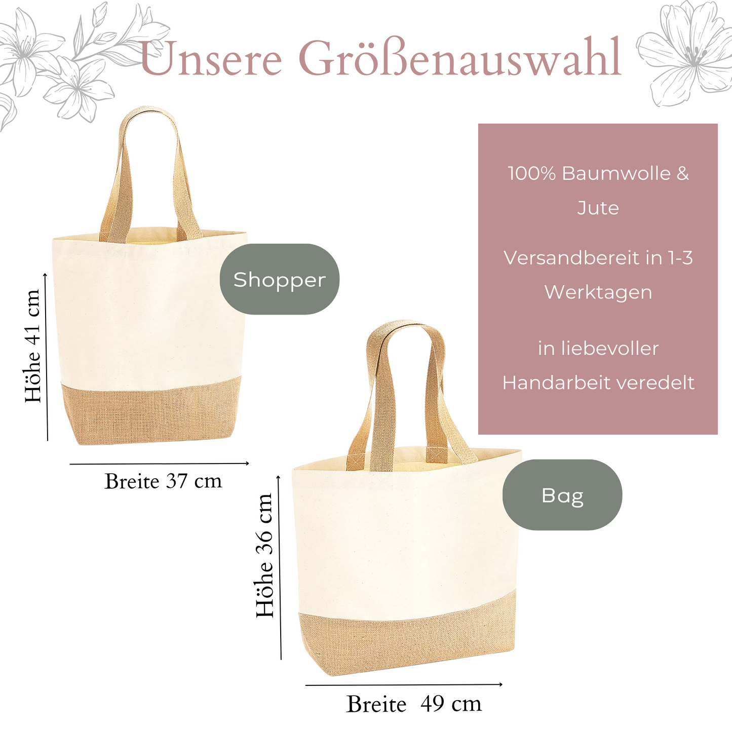 Juteshopper Initiale Floral