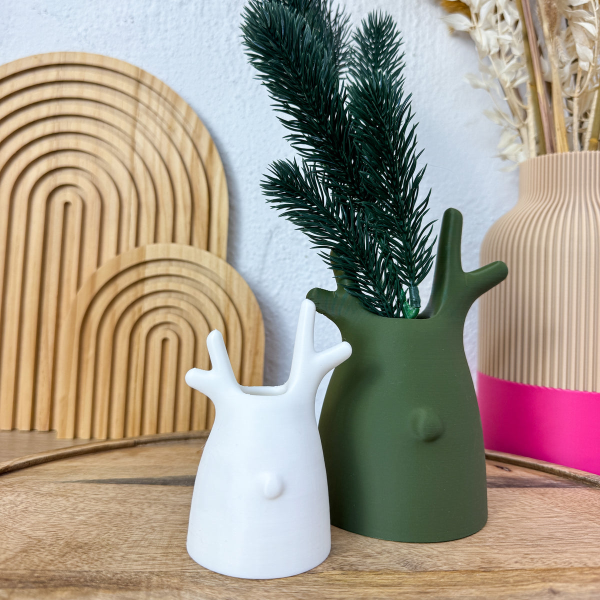 Hirsch Deko Vase, 3D-Vase aus PLA in Wunschfarbe