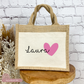 Jutetasche Name & Herz