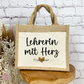 Jutetasche Lehrerin mit Herz