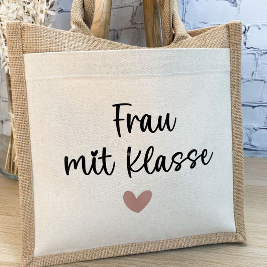 Jute Tasche Frau mit Klasse - Lehrerin Abschiedsgeschenk