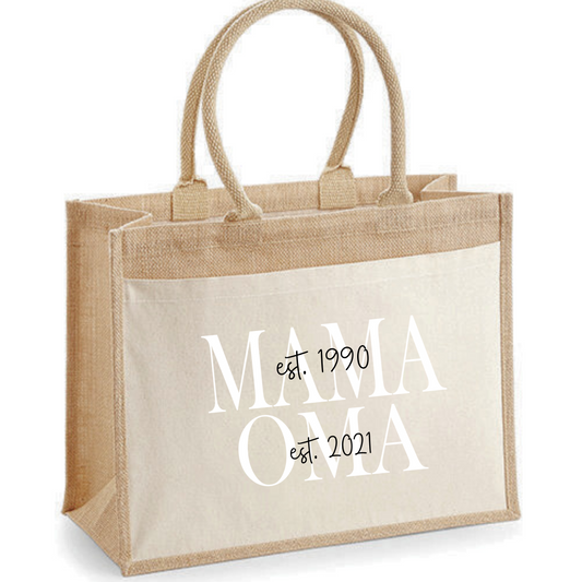 Geschenk für werdende Oma - Jutetasche Mama-Oma-Est