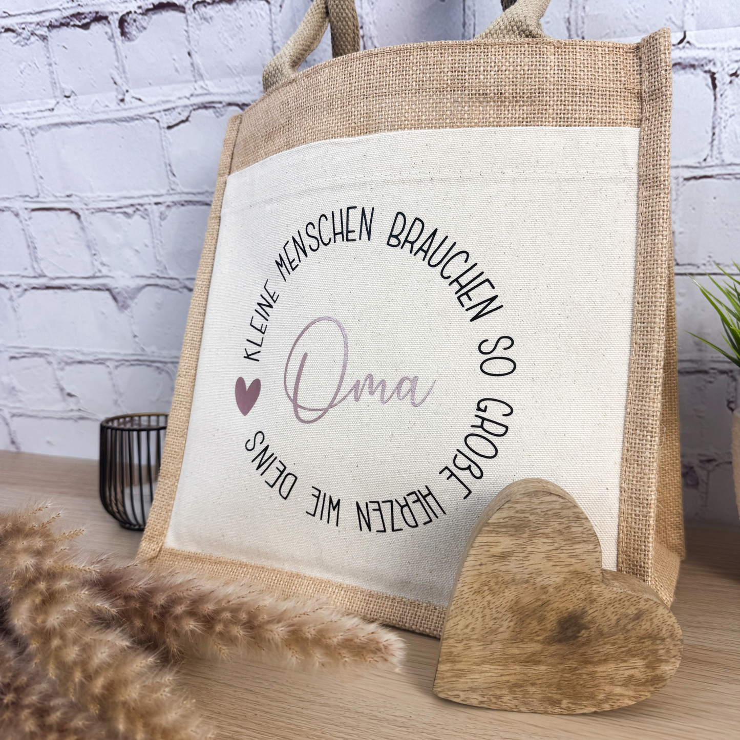 Jutetasche Kleine Menschen brauchen so große Herzen wie deins