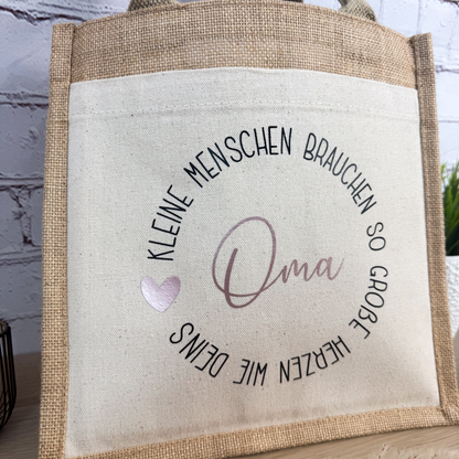 Jutetasche Kleine Menschen brauchen so große Herzen wie deins