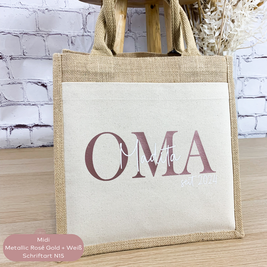 Jutetasche Oma mit Namen