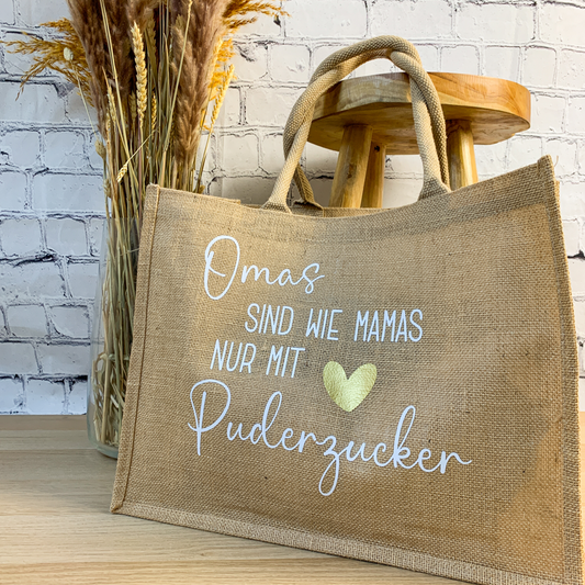 Jutetasche Omas sind wie Mamas nur mit Puderzucker