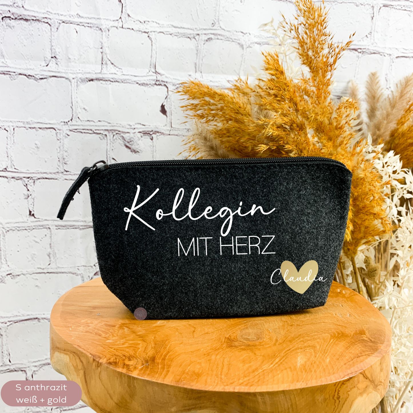 Kosmetiktasche Filz Kollegin mit Herz