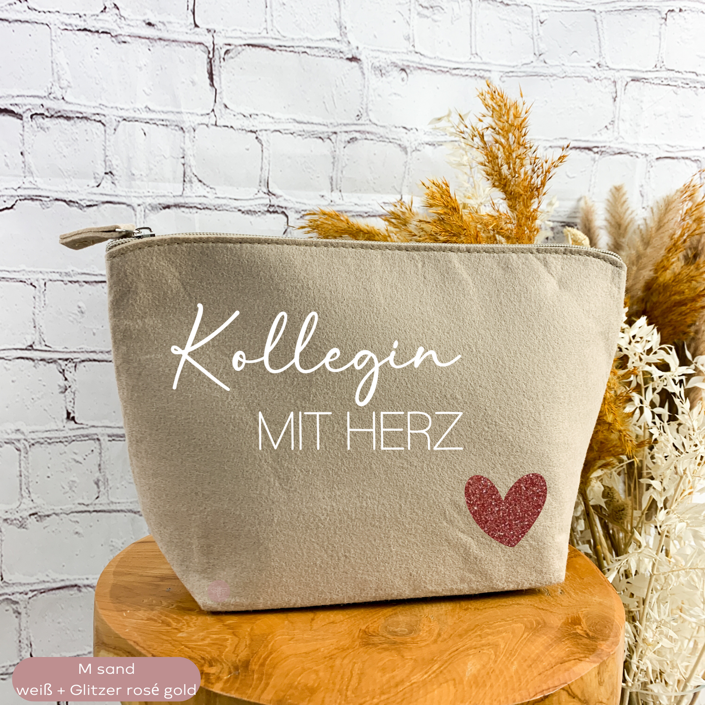 Kosmetiktasche Filz Kollegin mit Herz