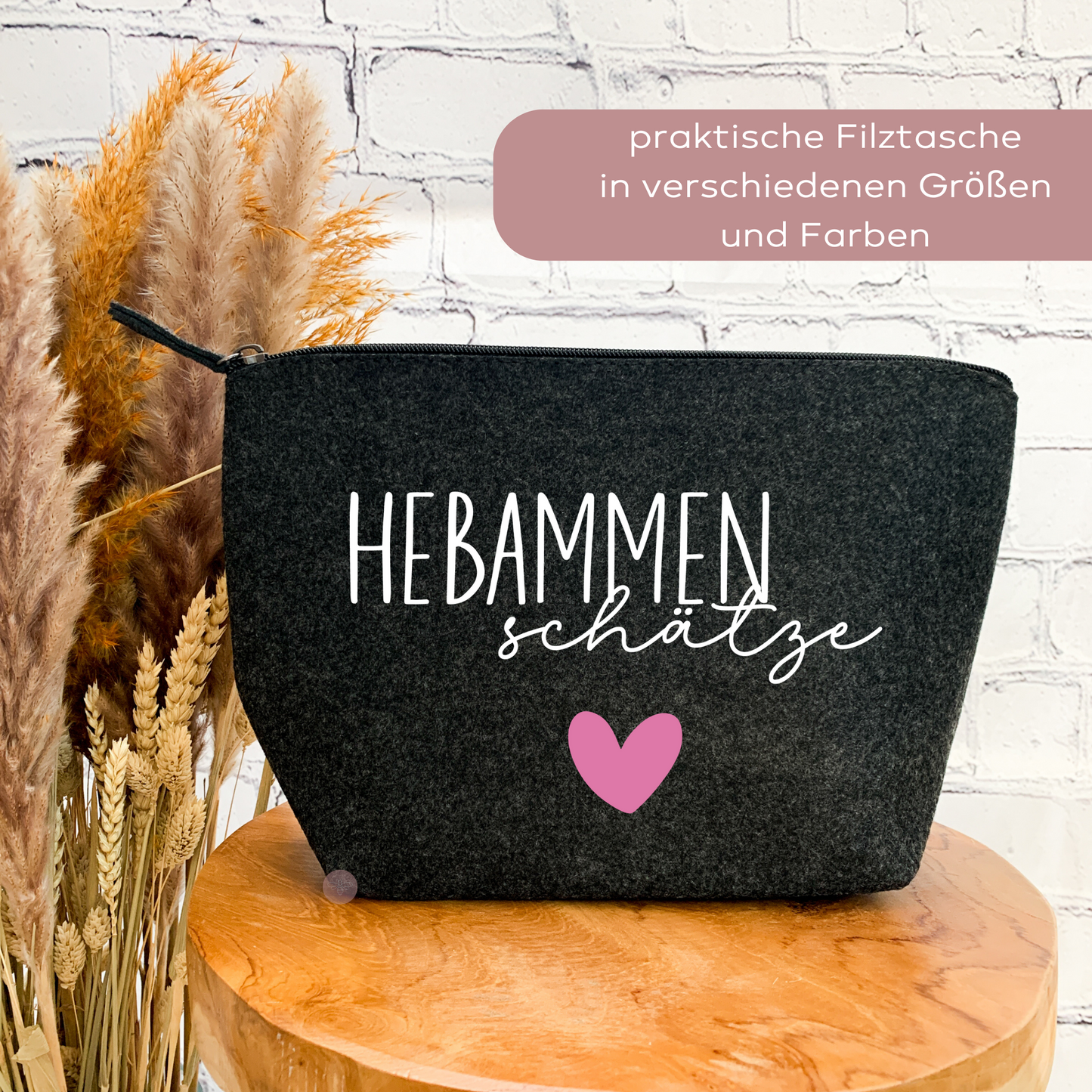 Kosmetiktasche Filz Hebammenschätze