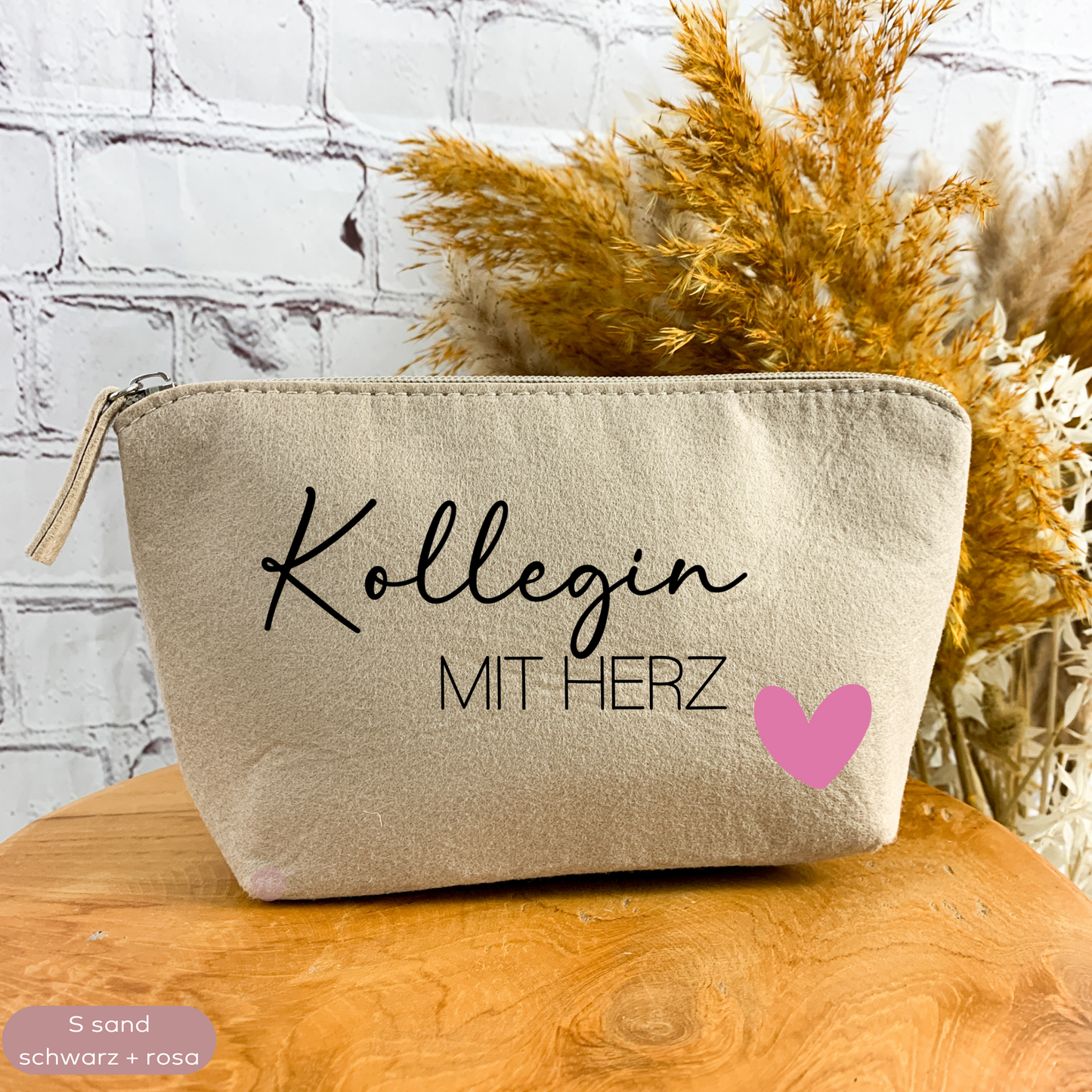 Kosmetiktasche Filz Kollegin mit Herz