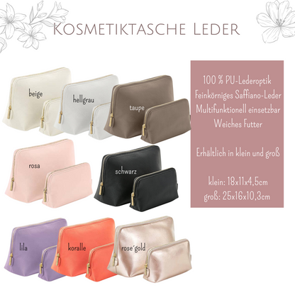 personalisierte Kosmetiktasche mit Namen, Initiale und Herz